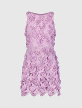 Purple Floral Lace Fitted Sleeveless Mini Dress